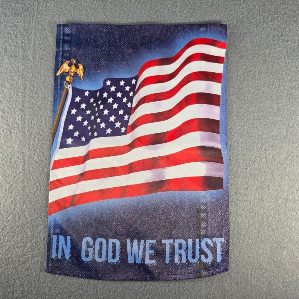 In God We Trust USA Flag Garden Flag Stars and Stripes Patriotic 18x12.5"